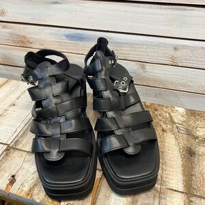 ASOS Chunky Platform Sandals Black Strappy Gladiator Womens 10